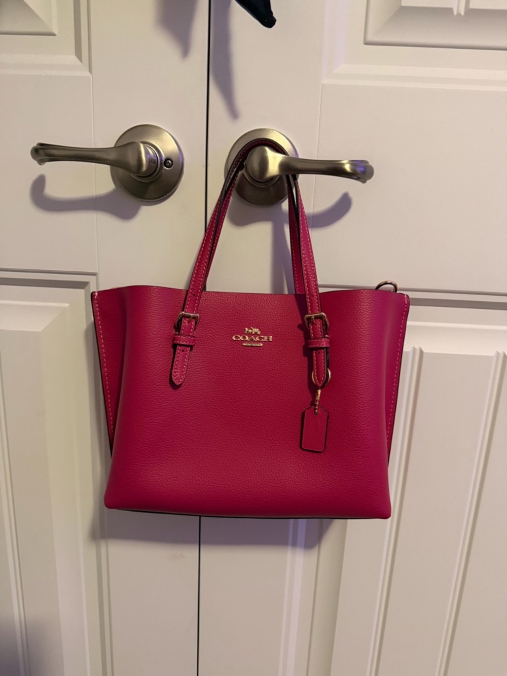 NWT Coach Fuchsia Leather Tote 💖 Gold Hardware • Luxe Designer Everyday Bag - Picture 3 of 4